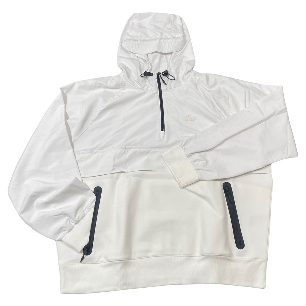 Lacoste Two Material White Size 7 XXL Pullover Jacket (Retail $260)